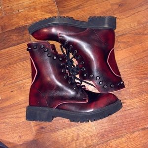 Red Skull Combat Boots